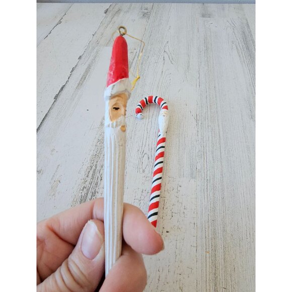 Vintage Santa candy cane icicle ornament set - Picture 5 of 9